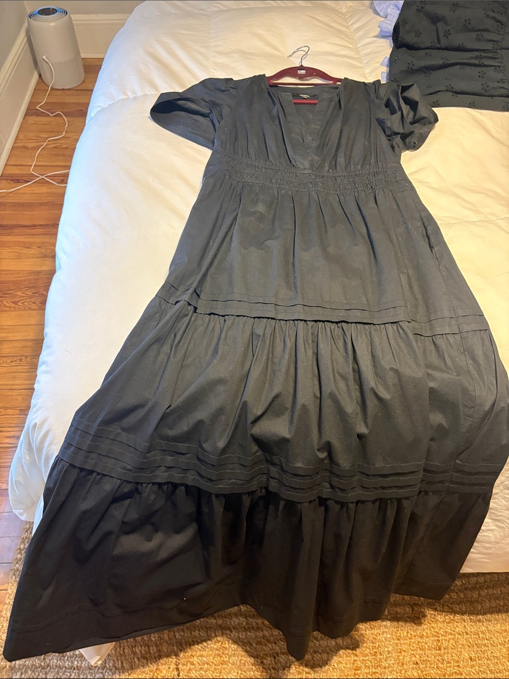Quince Black V-Neck Tiered Maxi Dress